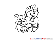 Cat for free Coloring Pages download