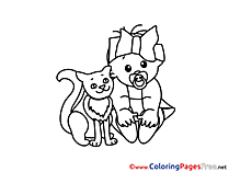 Cat Kids free Coloring Page