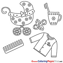 Flowers Pram Shirt Colouring Page printable free