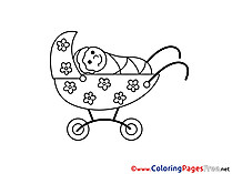 Pram for free Coloring Pages download