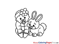 Rabbit Kids free Coloring Page