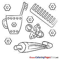 Toothpaste Toothbrush Kids free Coloring Page