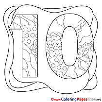 10 Years for Kids Happy Birthday Colouring Page