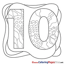 10 Years for Kids Happy Birthday Colouring Page