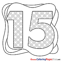 15 Years Coloring Pages Happy Birthday for free