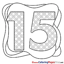 15 Years Coloring Pages Happy Birthday for free