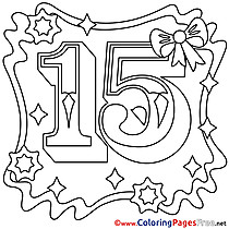 15 Years Kids Happy Birthday Coloring Page