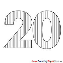20 Years printable Happy Birthday Coloring Sheets