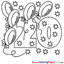 20 Years Stars Happy Birthday Coloring Pages download