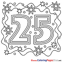 25 Years Colouring Page Happy Birthday free