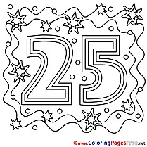 25 Years Colouring Page Happy Birthday free
