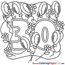 30 Years for Kids Happy Birthday Colouring Page