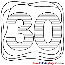 30 Years Happy Birthday free Coloring Pages