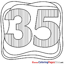 35 Years Children Happy Birthday Colouring Page