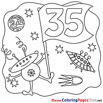 35 Years Space Colouring Page Happy Birthday free