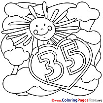35 Years Sun printable Coloring Pages Happy Birthday