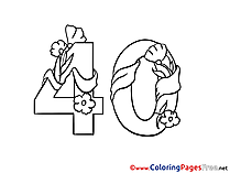 40 Years Flowers Happy Birthday Coloring Pages download