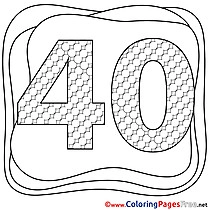 40 Years free Happy Birthday Coloring Sheets