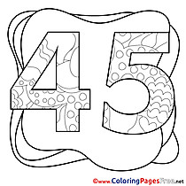 45 Years printable Coloring Pages Happy Birthday