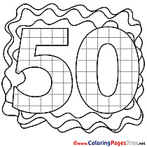 50 Years free Colouring Page Happy Birthday