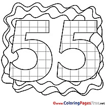 55 Years Happy Birthday Coloring Pages free