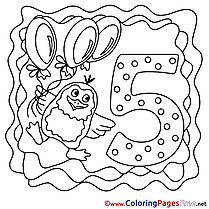 5 Years Kids Happy Birthday Coloring Pages