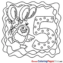 5 Years Kids Happy Birthday Coloring Pages