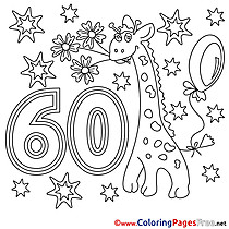 60 Years printable Happy Birthday Coloring Sheets