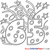 65 Years Coloring Pages Happy Birthday for free