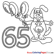 65 Years Dog Happy Birthday free Coloring Pages