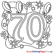 70 Years Balloons printable Happy Birthday Coloring Sheets