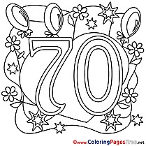 70 Years Balloons printable Happy Birthday Coloring Sheets