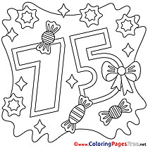 75 Years free Colouring Page Happy Birthday