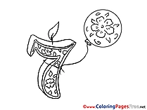 7 Years for Kids Happy Birthday Colouring Page