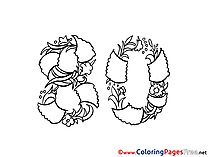 80 Years Flowers printable Coloring Pages Happy Birthday