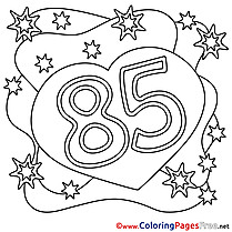 85 Years Happy Birthday Coloring Pages free