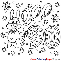 90 Years download Happy Birthday Coloring Pages