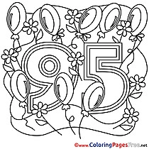 95 Years Colouring Sheet download Happy Birthday