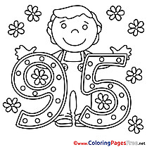 95 Years Flowers download Happy Birthday Coloring Pages