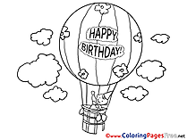 Air Balloon free Happy Birthday Coloring Sheets