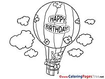 Air Balloon free Happy Birthday Coloring Sheets