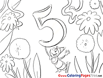 Ant 5 Years Colouring Page Happy Birthday free