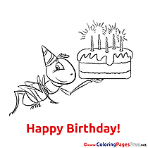 Ant Cake Happy Birthday Colouring Sheet free