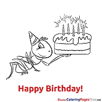 Ant Cake Happy Birthday Colouring Sheet free