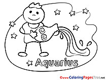 Aquarius free Happy Birthday Coloring Sheets