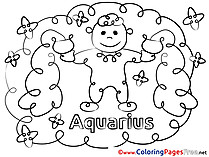 Aquarius Kids Happy Birthday Coloring Page