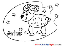 Aries Happy Birthday Coloring Pages free