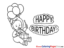 Baby Kids Happy Birthday Coloring Pages