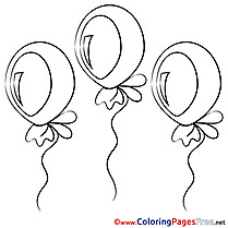 Balloons Happy Birthday free Coloring Pages