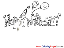 Balloons printable Coloring Pages Happy Birthday